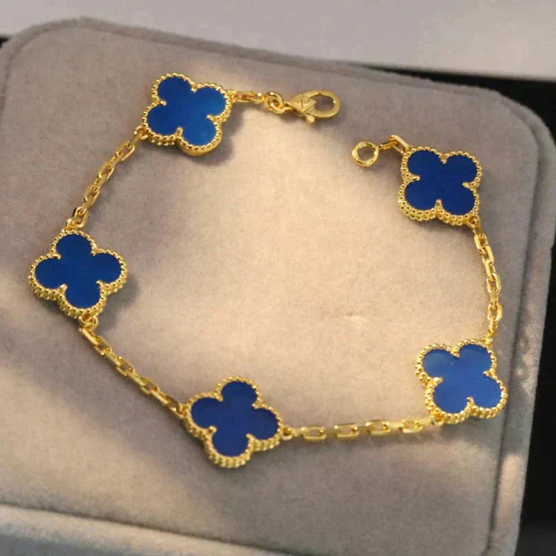[Vintora] CLOVER 5 MOTIF BLUE AGATE BRACELET COLLECTION