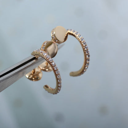 [Vintora]JUSTE EARRINGS 12.75MM PINK GOLD DIAMOND