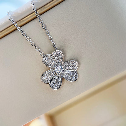 [Vintora]CLOVER DIAMOND NECKLACE SILVER