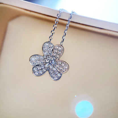 [Vintora]CLOVER DIAMOND NECKLACE SILVER