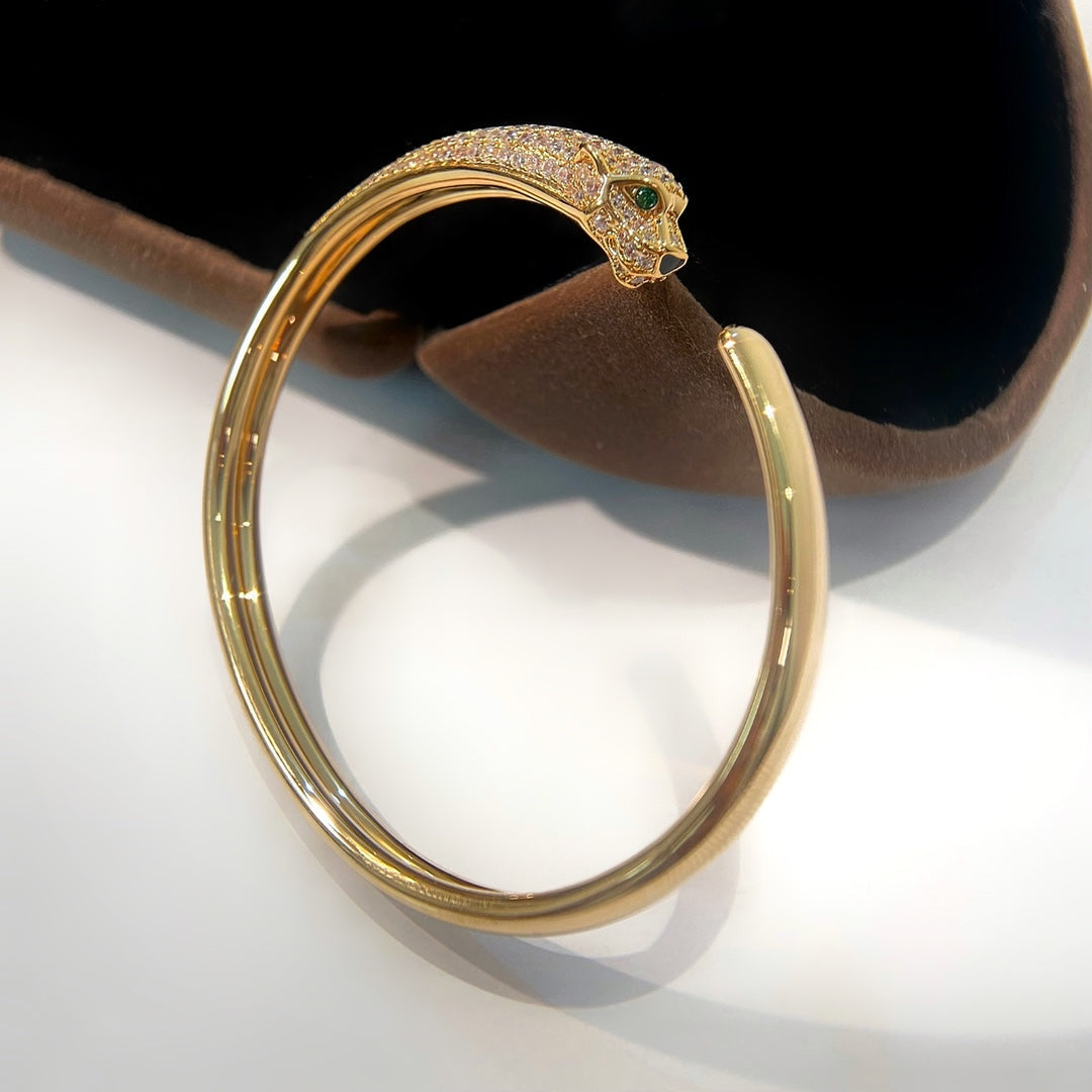 [Vintora]PANTHERE GOLD DIAMOND OPEN BRACELET