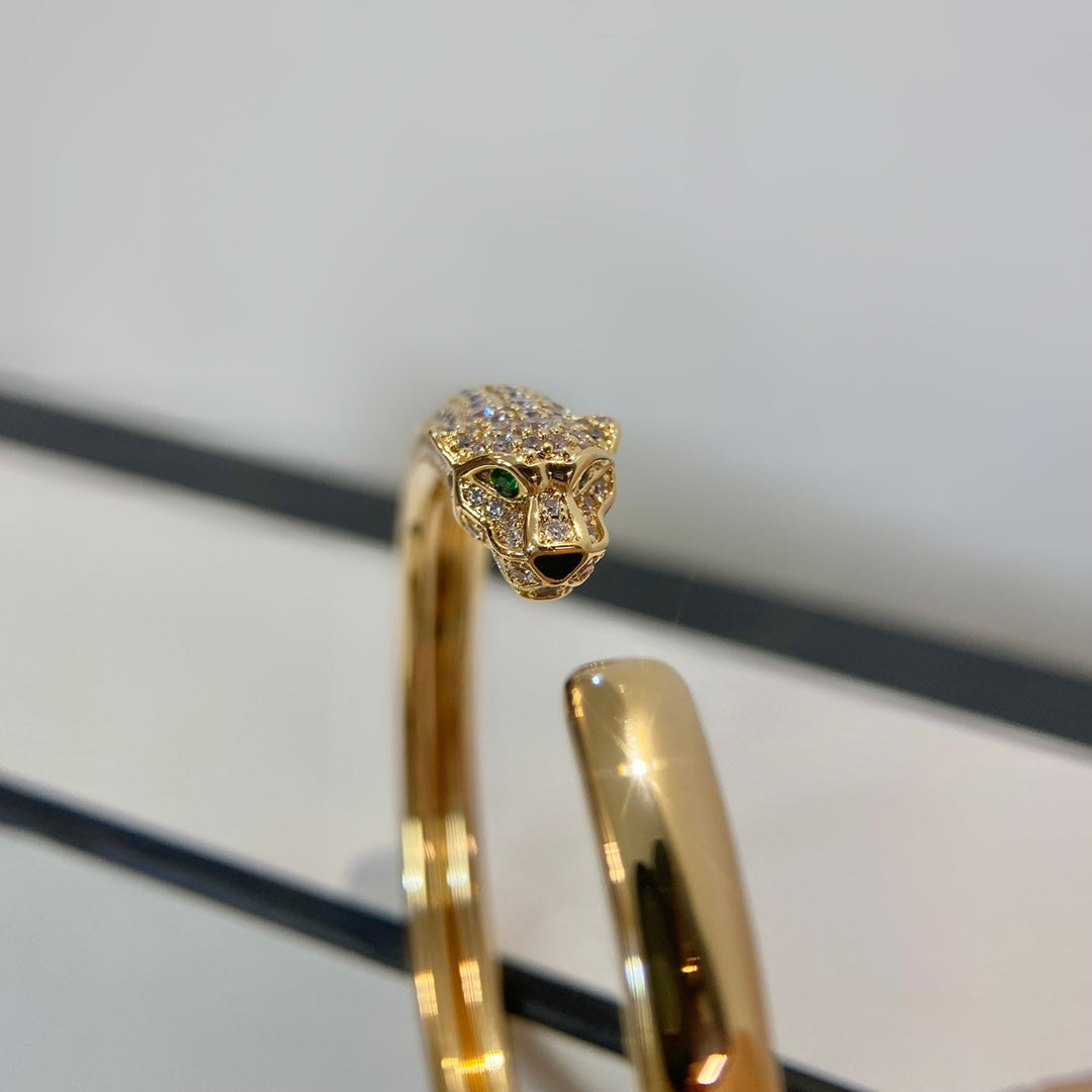 [Vintora]PANTHERE GOLD DIAMOND OPEN BRACELET