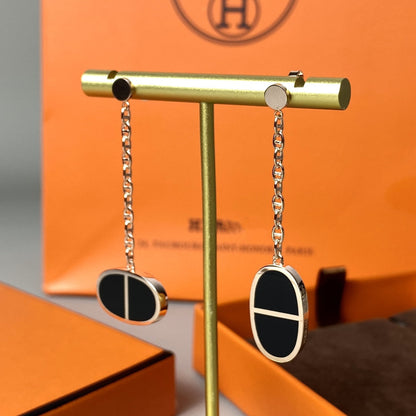 [Vintora]CHAINE VERSO BLACK CERAMIC EARRINGS