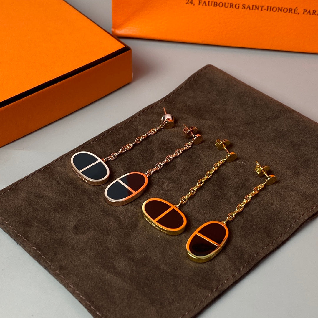 [Vintora]CHAINE VERSO BLACK CERAMIC EARRINGS