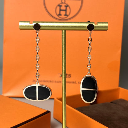 [Vintora]CHAINE VERSO BLACK CERAMIC EARRINGS