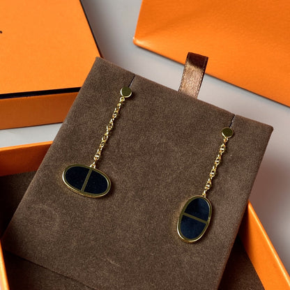 [Vintora]CHAINE VERSO BLACK CERAMIC EARRINGS