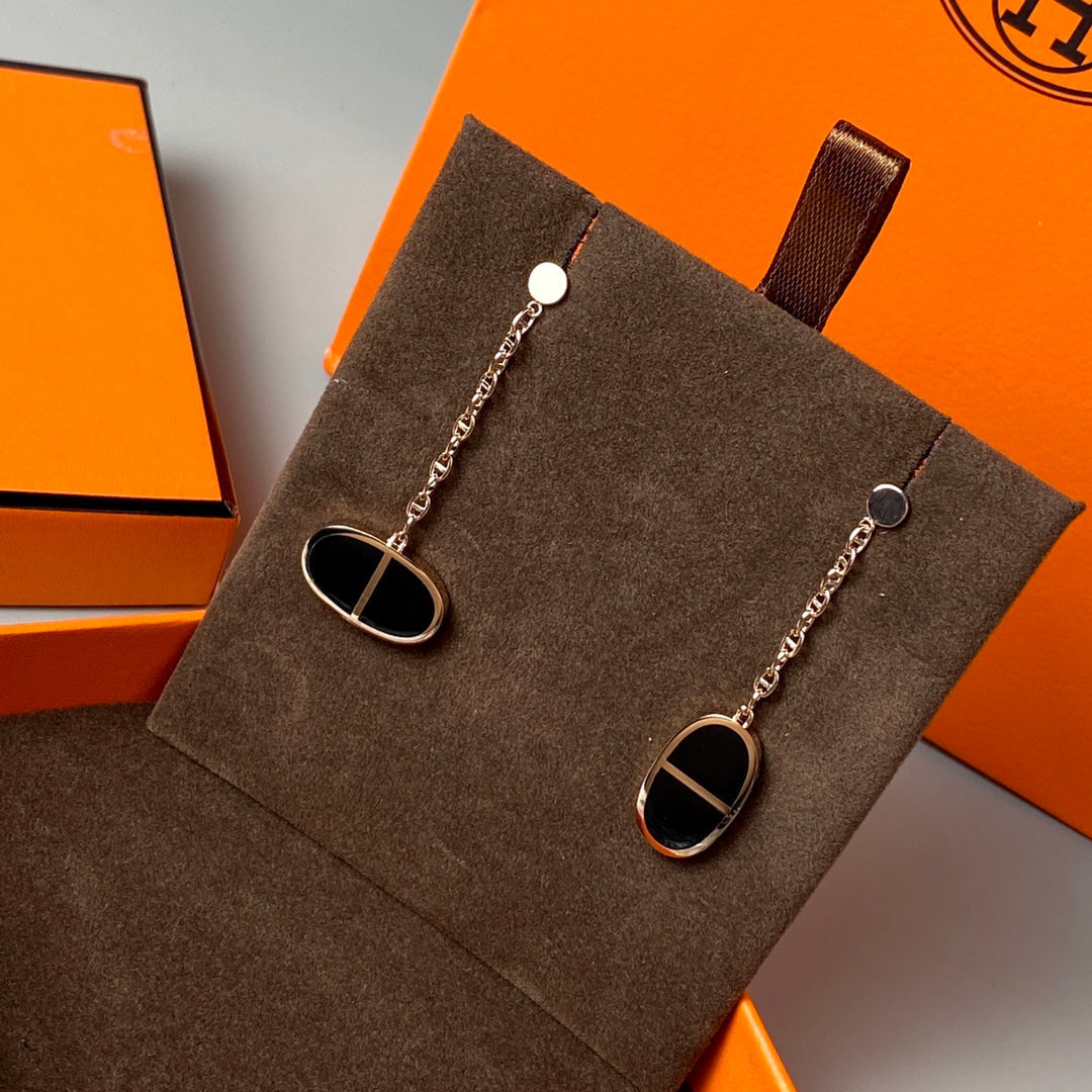 [Vintora]CHAINE VERSO BLACK CERAMIC EARRINGS