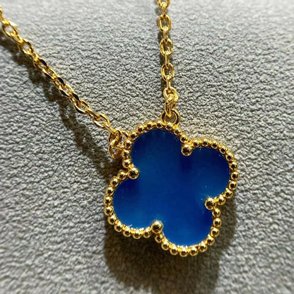 [Vintora]CLOVER 15MM BLUE AGATE NECKLACE