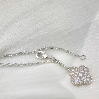 [Vintora]CLOVER 5 MOTIFS SILVER DIAMONDS NECKLACE