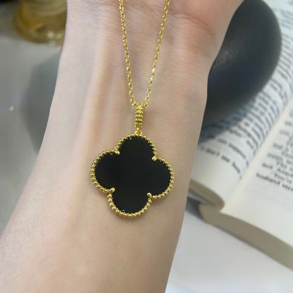 [Vintora]CLOVER 25MM NECKLACE GOLD ONYX