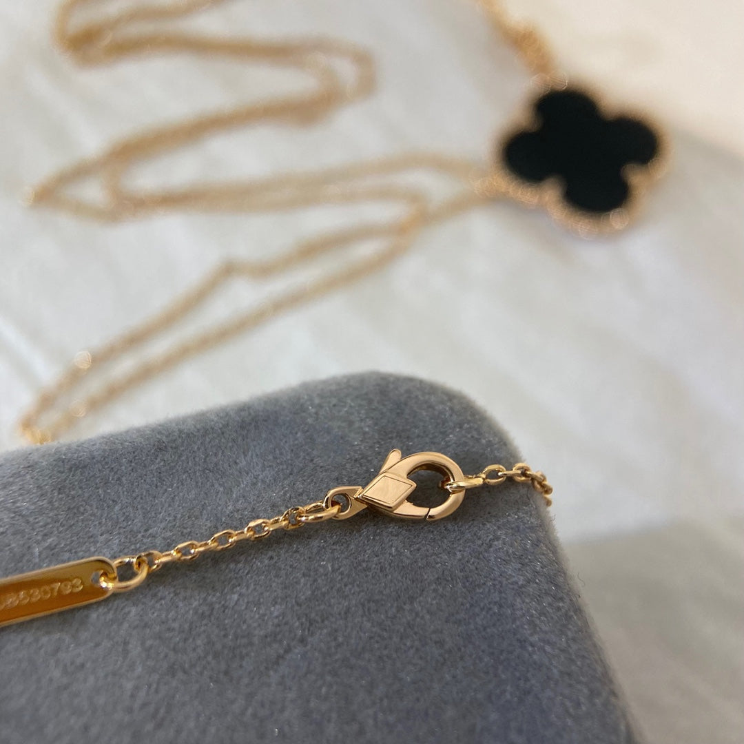 [Vintora]CLOVER 25MM NECKLACE GOLD ONYX
