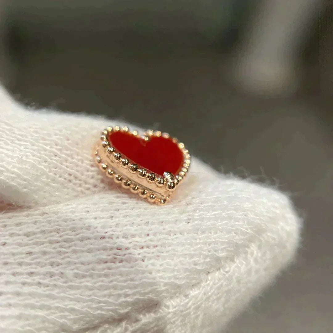 [Vintora]HEART CARNELIAN STUD EARRINGS