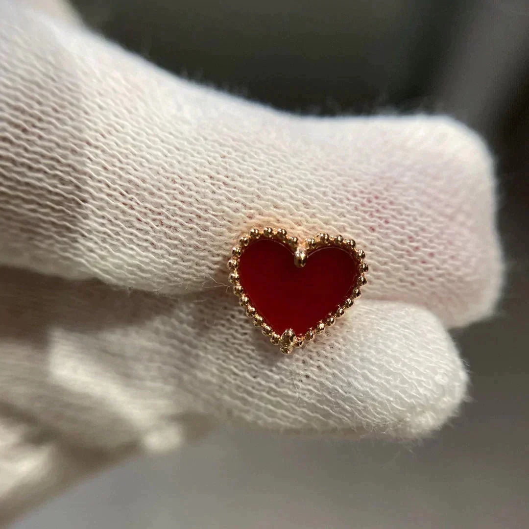 [Vintora]HEART CARNELIAN STUD EARRINGS