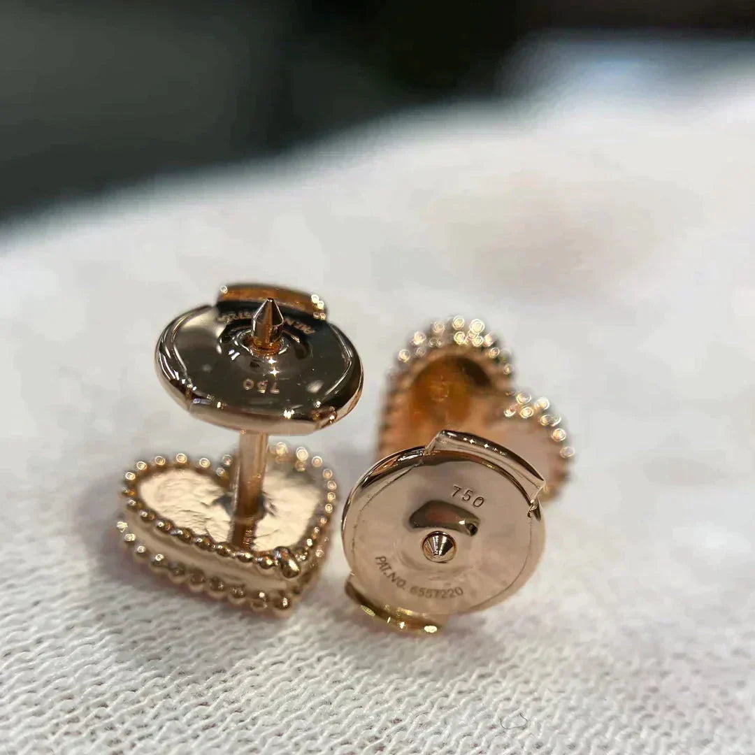 [Vintora]HEART CARNELIAN STUD EARRINGS