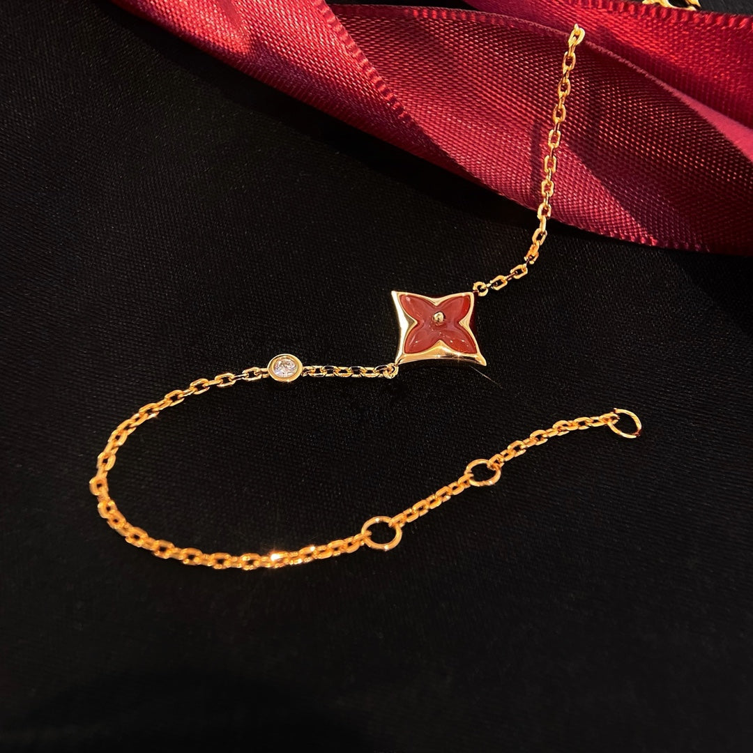 [Vintora]COLOR STAR CARNELIAN PINK GOLD DIAMOND BRACELET