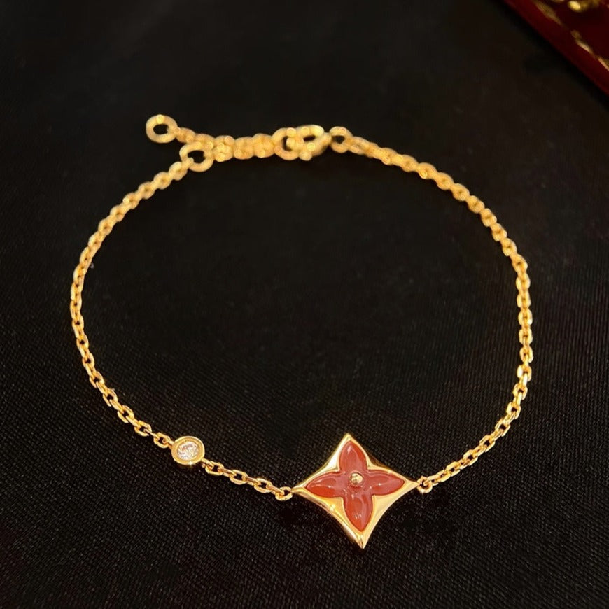 [Vintora]COLOR STAR CARNELIAN PINK GOLD DIAMOND BRACELET