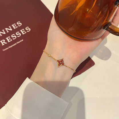 [Vintora]COLOR STAR CARNELIAN PINK GOLD DIAMOND BRACELET