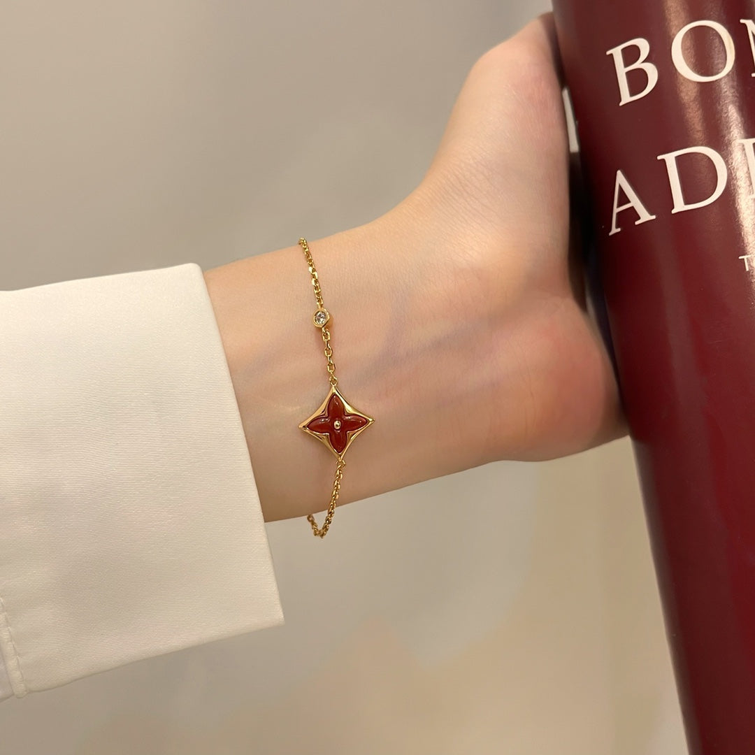 [Vintora]COLOR STAR CARNELIAN PINK GOLD DIAMOND BRACELET
