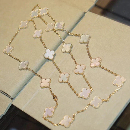 [Vintora]CLOVER 20 MOTIFS WHITE MOP NECKLACE