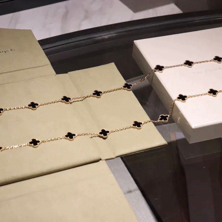 [Vintora]CLOVER 20 MOTIFS ONYX NECKLACE