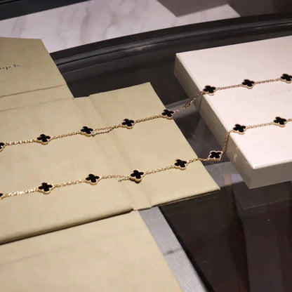 [Vintora]CLOVER 20 MOTIFS ONYX NECKLACE