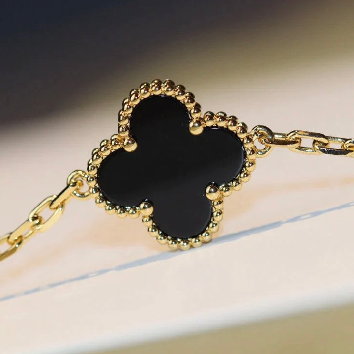 [Vintora]CLOVER 20 MOTIFS ONYX NECKLACE