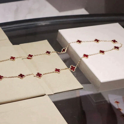 [Vintora]CLOVER 20 MOTIFS CARNELIAN NECKLACE