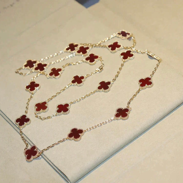 [Vintora]CLOVER 20 MOTIFS CARNELIAN NECKLACE