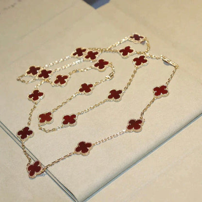 [Vintora]CLOVER 20 MOTIFS CARNELIAN NECKLACE