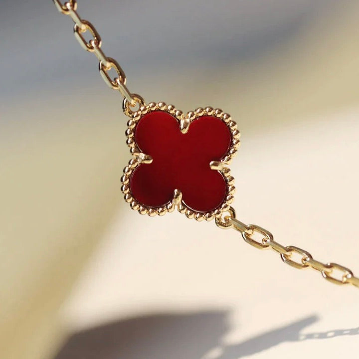 [Vintora]CLOVER 20 MOTIFS CARNELIAN NECKLACE