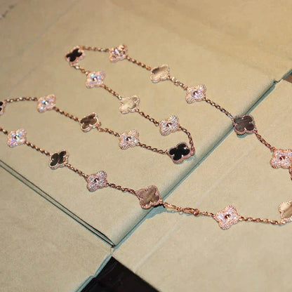 [Vintora]CLOVER 20 MOTIFS DARK MOP DIAMOND  NECKLACE