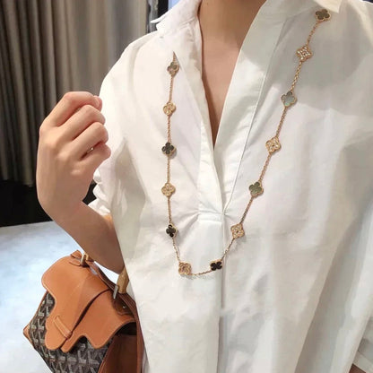 [Vintora]CLOVER 20 MOTIFS DARK MOP DIAMOND  NECKLACE
