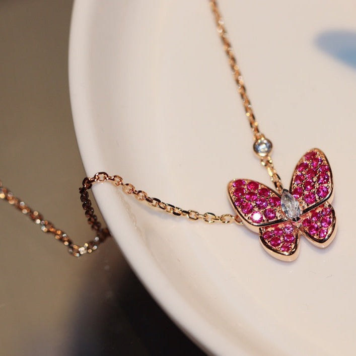 [Vintora]BUTTERFLY RED DIAMOND Vintora GOLD NECKLACE