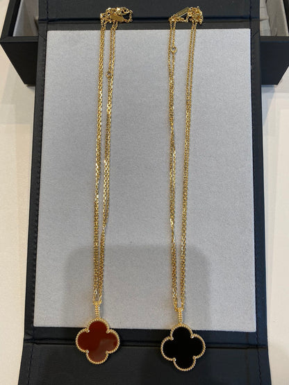 [Vintora]CLOVER 25MM NECKLACE GOLD CARNELIAN