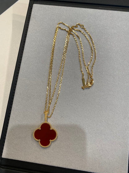 [Vintora]CLOVER 25MM NECKLACE GOLD CARNELIAN