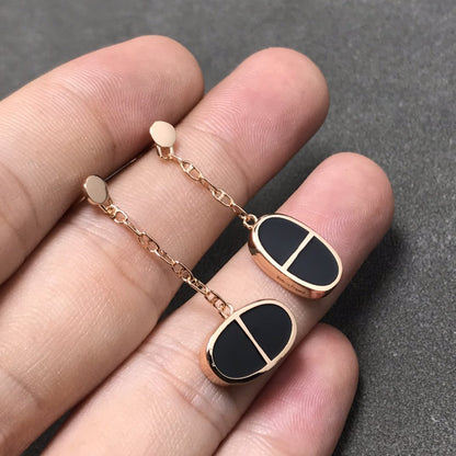 [Vintora]CHAINE VERSO BLACK CERAMIC SILVER EARRINGS
