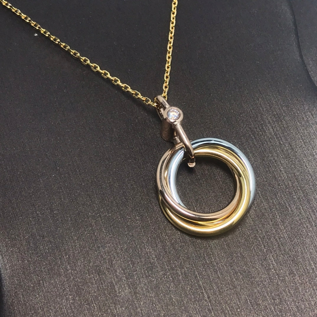 [Vintora]TRINITY SILVER GOLD PINK GOLD NECKLACE