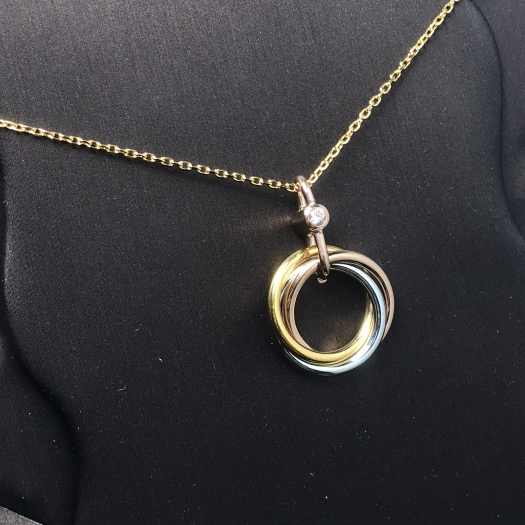 [Vintora]TRINITY SILVER GOLD PINK GOLD NECKLACE