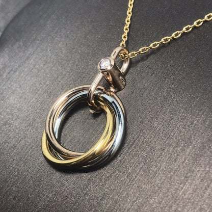 [Vintora]TRINITY SILVER GOLD PINK GOLD NECKLACE