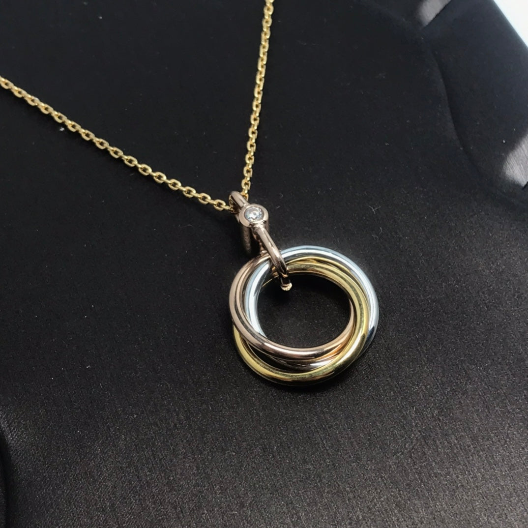 [Vintora]TRINITY SILVER GOLD PINK GOLD NECKLACE
