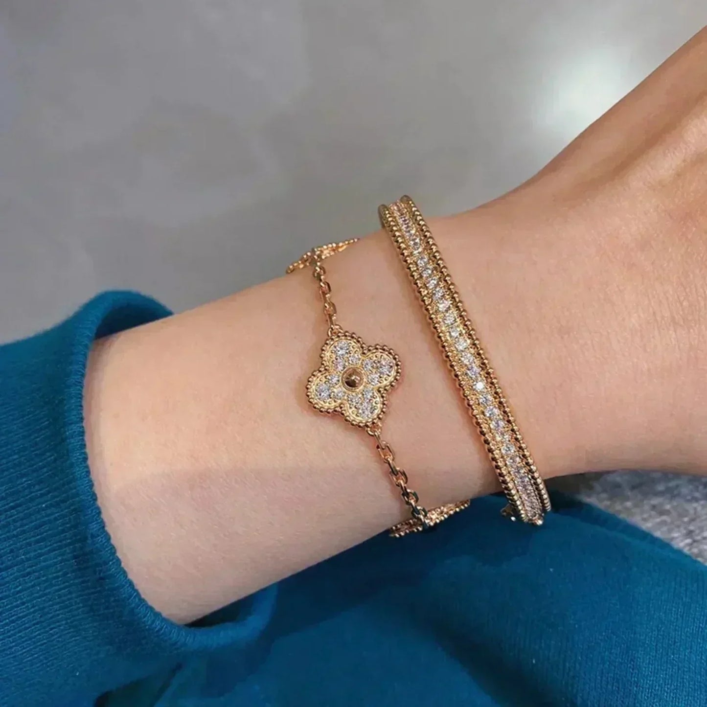 [Vintora] CLOVER 5 MOTIF FULL DIAMOND BRACELET COLLECTION
