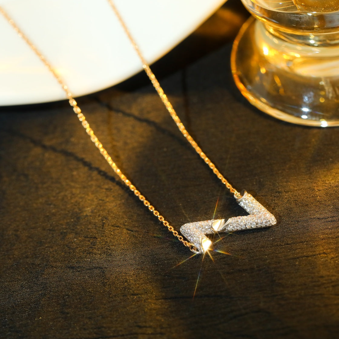 [Vintora]VOLT SILVER DIAMOND PEDANT NECKLACE