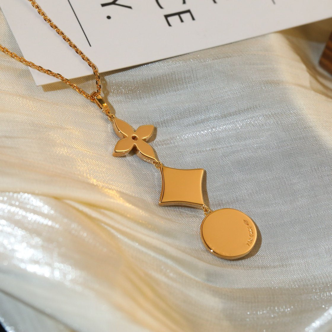[Vintora]STAR AND SUN DIAMOND PINK GOLD NECKLACE