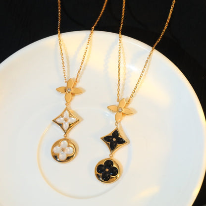 [Vintora]STAR AND SUN ONYX PINK GOLD NECKLACE
