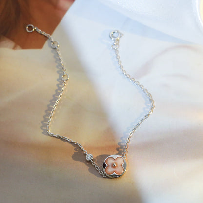 [Vintora]SUN MOTIF PINK MOP SILVER BRACELET