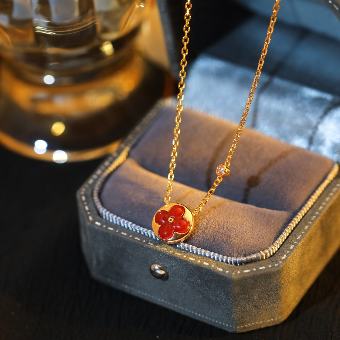 [Vintora]SUN PEDANT PINK GOLD 1 DIAMOND NECKLACE