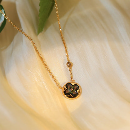 [Vintora]SUN PEDANT PINK GOLD 1 DIAMOND NECKLACE
