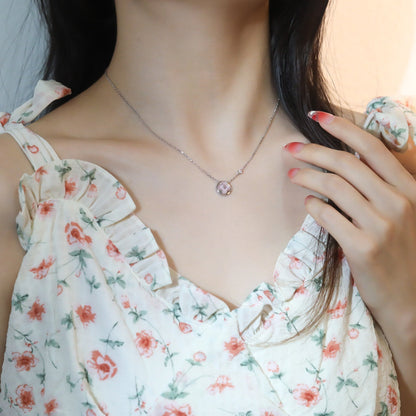 [Vintora]SUN PEDANT PINK GOLD 1 DIAMOND NECKLACE
