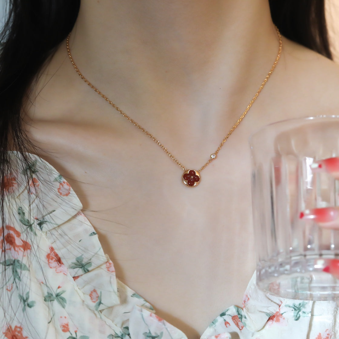 [Vintora]SUN PEDANT PINK GOLD 1 DIAMOND NECKLACE