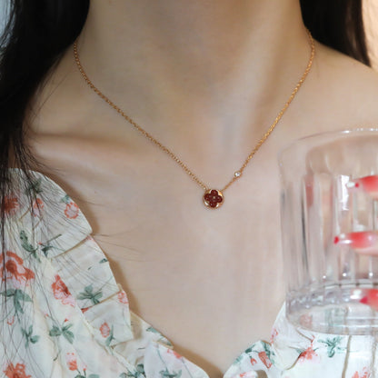 [Vintora]SUN PEDANT PINK GOLD 1 DIAMOND NECKLACE
